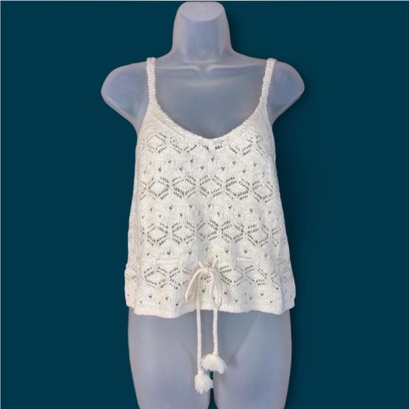 NWT SO Crochet Crop Tie waist Tank M - Picture 1 of 9